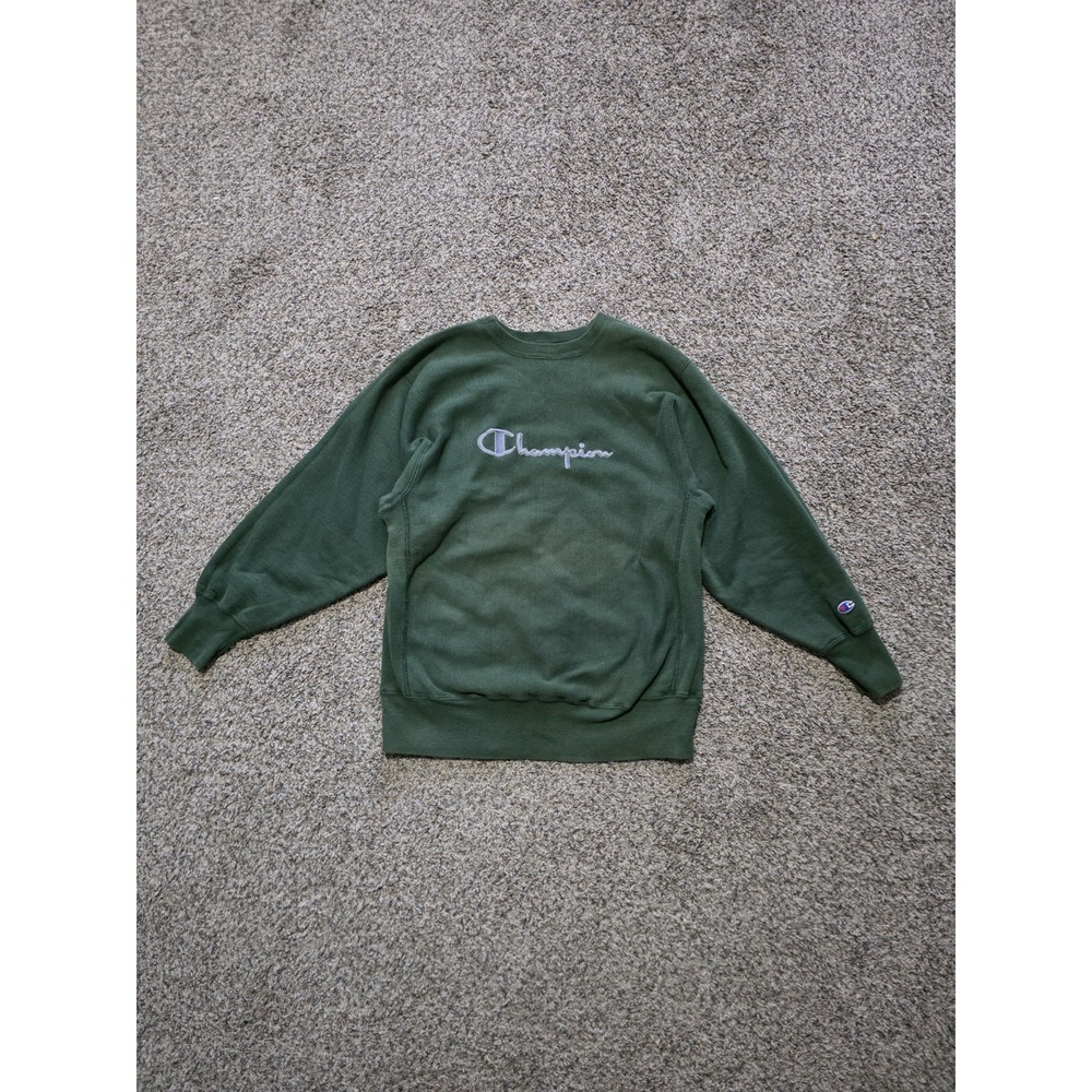Vintage 90s Champion Reverse Weave Spellout Green Sweatshirt XL Crewneck USA